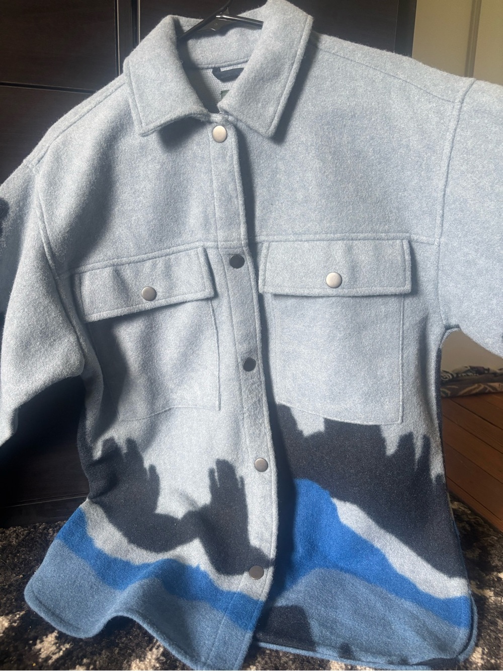 wild fable Light Gray Wool Blend Shacket with Blue Accent